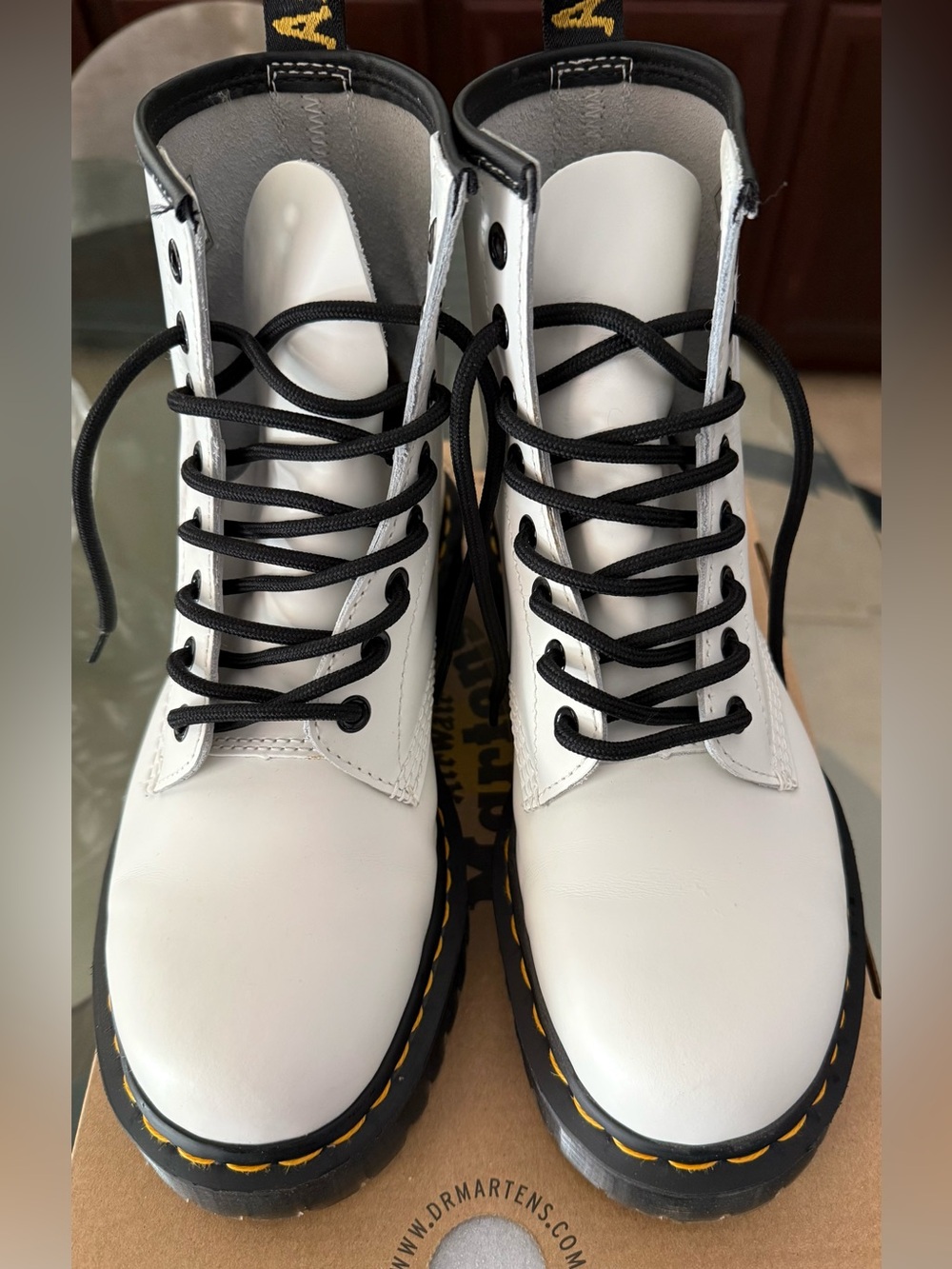 Dr. Martens Women's Bex White Platform Lace-Up Combat Boots